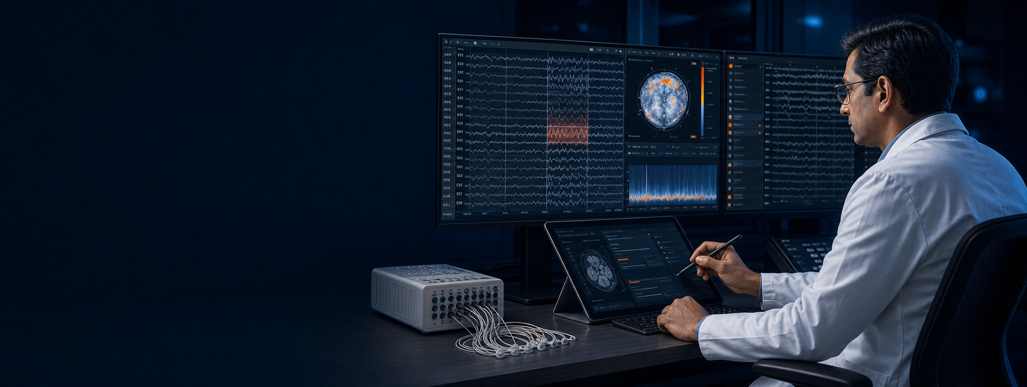 Specialist using AI-assisted tools for EEG Reporting